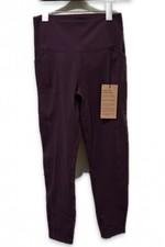 Girlfriend Collective Legging Women Small Maroon Compressive Pocket Cropped