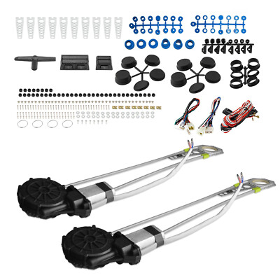 Universal 2 Door Electric Car Power Window Conversion Kit Roll Up Switches R7F2