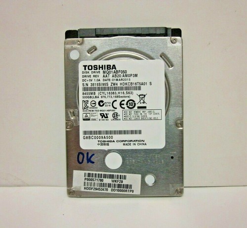 Disk Festplatte SATA 2.5 " Toshiba MQ01ABF050 500GB Aat AB20/AM0P3M 01MAR2015