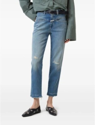 Closed relaxed Pedal Pusher Jeans blue cropped boho distressed sz 4