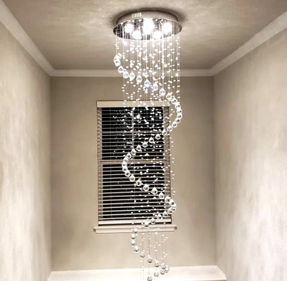 Lámpara de araña de cristal moderna SEFINN FOUR diseño de esfera en espiral Foto 2 de 4