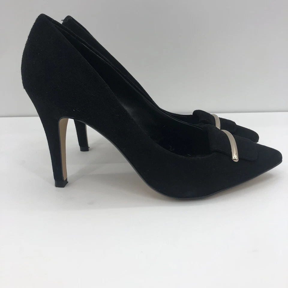 Banana Republic 女式黑色麂皮绒皮革高跟鞋 7 码 — 第 4/4 张图片