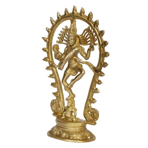 Brass Lord Shiva Dancing Nataraja Statue Handcrafted Hindu God Idol 12 Inch - Picture 4 of 6
