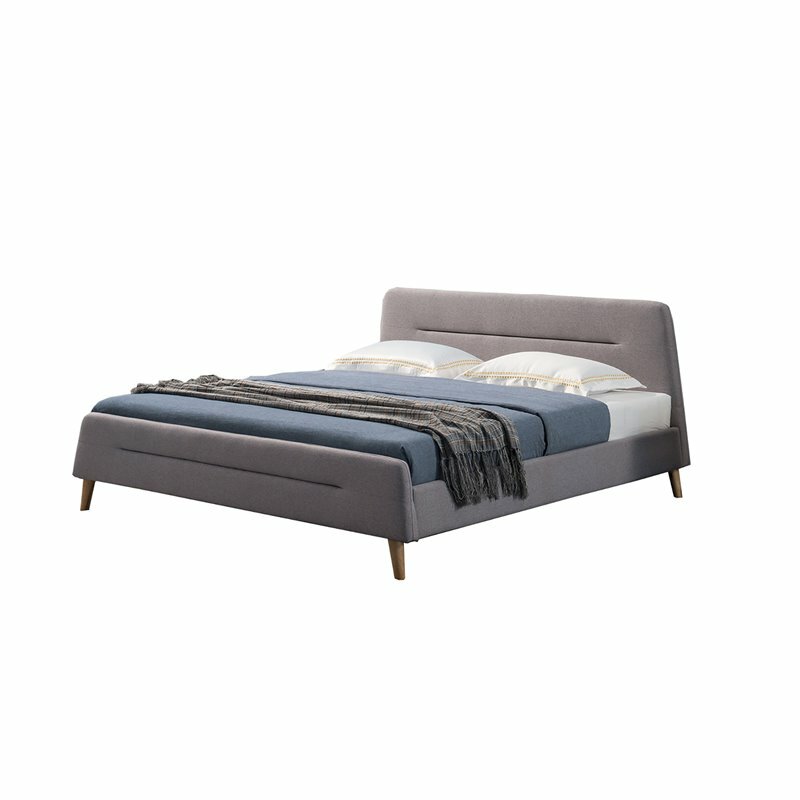 American Eagle Furniture Fabric King Platform Bed in Light G