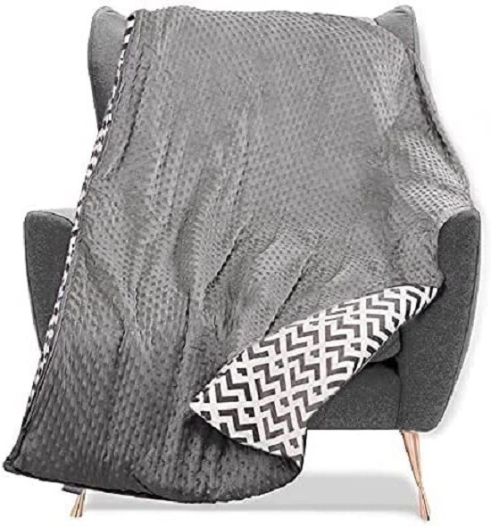 Quility Weighted Blanket for Adults - 20 LB Queen Size - Chevron Grey-image