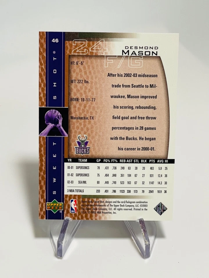 DESMOND MASON 2003-04 Upper Deck UD Sweet Shot Bucks #46 - Image 2 of 2