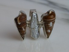 925 sterling silver ring adjustable band free size seashells unique exclusive