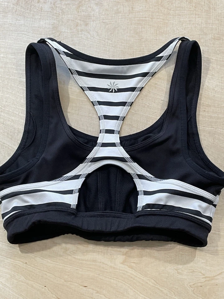 Sujetador deportivo Athleta para mujer talla XS blanco/negro espalda deportiva gimnasio yoga correr atletismo Foto 4 de 4