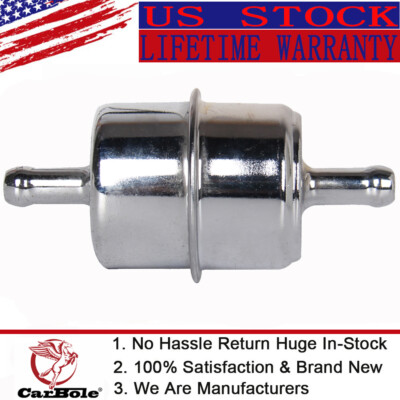 #ad #ad 9746 New Chrome Plated Canister Fuel Filter 3 8quot; Hose Inline for Ford Chevy $8.99