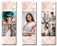 Personalised birthday banner gold photo party poster decorations celebration kid