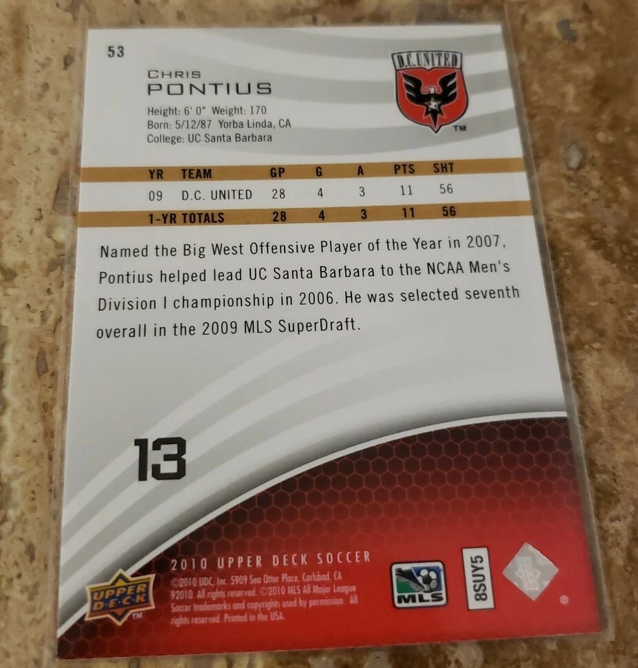2010 upper deck soccer Chris Pontius - Image 2 of 2