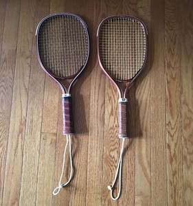 2 Vintage Wilson Force 250 Burgundy Squash Rackets Brown w/ Leather Wrap Grip
