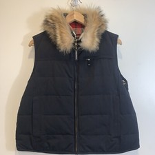 Woolrich Vest Womens Medium Reversible Black Red Plaid Down Filled Coyote Collar