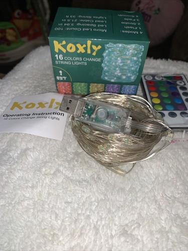 Koxly Christmas Fairy String Lights USB Powered 16 Colors Changing String Lig...