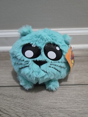 Cat Plush Sad Expression Teal 5'' Ideal Toys Fluff Ball Fun