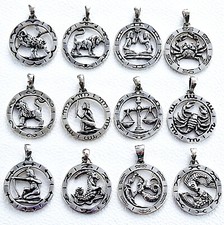 massive Sternzeichen Anhänger 925 Silber 24 mm mit 925 Silber Marinakette 2,3 mm