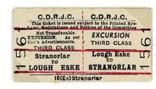Railway Ticket Irish CDRJC 3rd Class Excursion stranorlar - Lough Eske