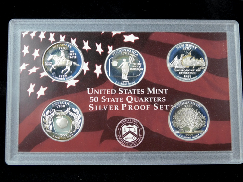 Lot of 2x 1999-S United States Mint Silver 10 Coin Proof Set in Box w/ COAs - 第 3/6 張圖片