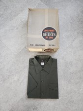 Vintage Lee Lee-Prest Mens 16 - 16-1/2 Green S/S Work Shirt W/Box NEW Deadstock