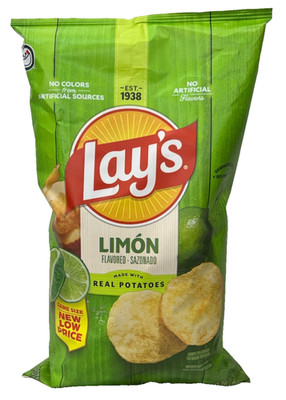 Lay's Limon Flavored Potato Chips 7.75 oz Lays