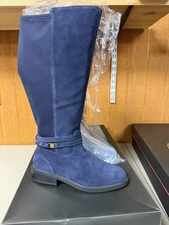 Vince Camuto Extra Wide Calf Deep Navy Suede Tall Boot  Amabel Size 8W EWC NEW