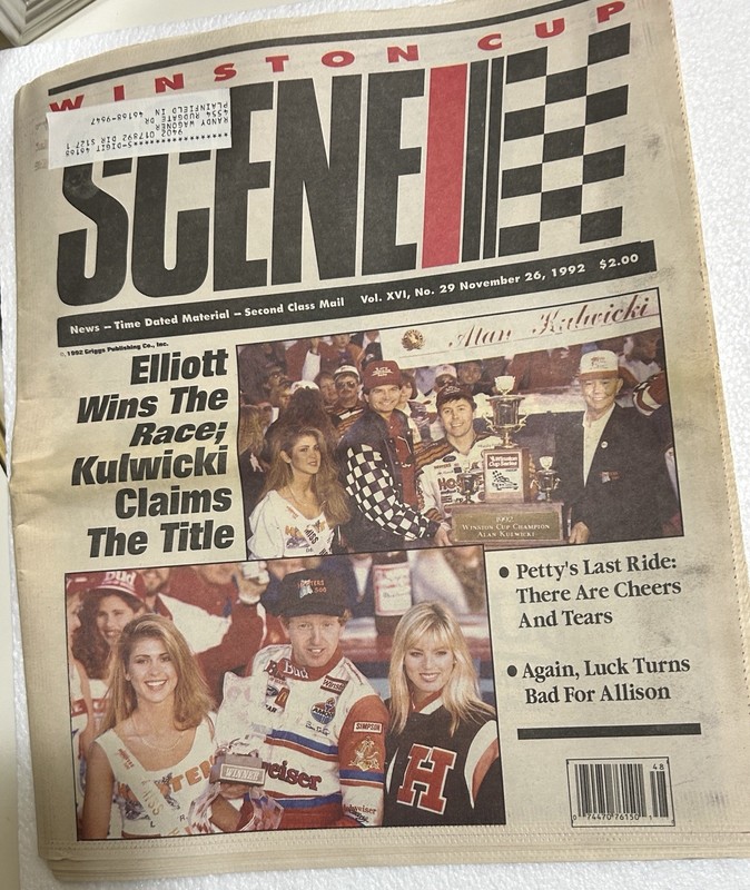 Winston Cup Scene 11/26/92 Alan Kulwicki Champion Bill Elliott Winner