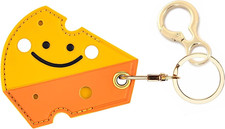 Leather Keychain Holder Case Compatible with AirTag,Cute air tag Cover with Keyc