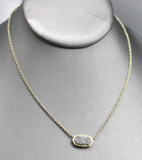 Collana con ciondolo tono oro Kendra Scott Elisa in catena iridescente Drusy 15-17"