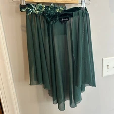 Dance Jazz Dark Green Spandex waist Mesh Skirt Girls Small
