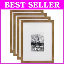Wood Picture Frames 11x14 - 4 Pack for Wall & Table Display