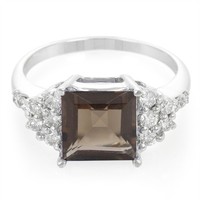 Cavill Ring Rauchquarz 2,16Ct Silber 925 Zirkon Braun Damen Elegant- Echtschmuck