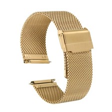 316L Stainless Steel Mesh Watch Band 22mm Quick Release Adjust Strap, Gold