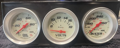 #ad Equus 8200 Series 2quot; 3 Gauge Panel Water Temp Volt Oil Pressure Aluminum Bezel $40.00