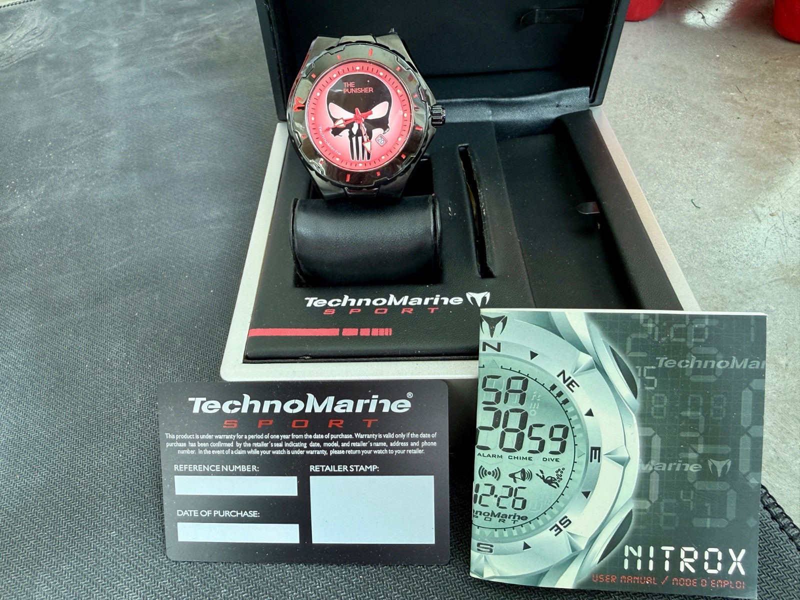 **RARE** TechnoMarine Punisher Marvel Watch Red Dial | Box | Papers | Gift Ready