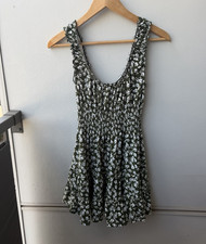 Urban Outfitters Women’s Green/White Floral Sundress Smocked Scoop Mini, XS
