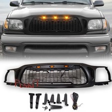Front Bumper Grille Fit For 2001-2004 Toyota Tacoma Grill With 3 Led Light Black Front Bumper Grille Fit For 2001-2004 Toyota Tacoma Grill With 3 Led Light Black