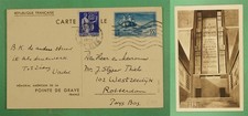 DR WHO 1938 FRANCE MONUMENT UPRATED PICTORIAL POSTAL CARD TO NETHERLANDS R26755