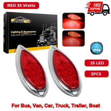 2pcs 35 Led Red Teardrop Tail Lights For Truck Trailer Braketurnstop Function