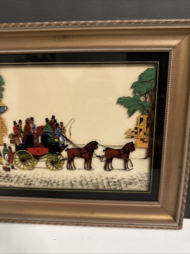 1938 Antique Reverse Painted Glass Vitalie Z Terletzky Horse Coach Carriage Art - Picture 5 of 16