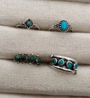 Lot of 4 Vintage Sterling Silver Native American Navajo or Zuni Turquoise Rings