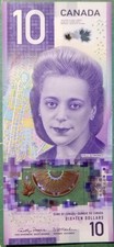 CANADA 10 DOLLARS FROM 2018, VERTICAL UNC NOTE, POLYMER PLASTIC,
