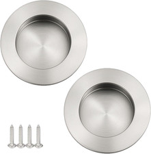 2 Pack Flush Recessed Sliding round Door Pull Handles Hidden Finger Pull Handle 