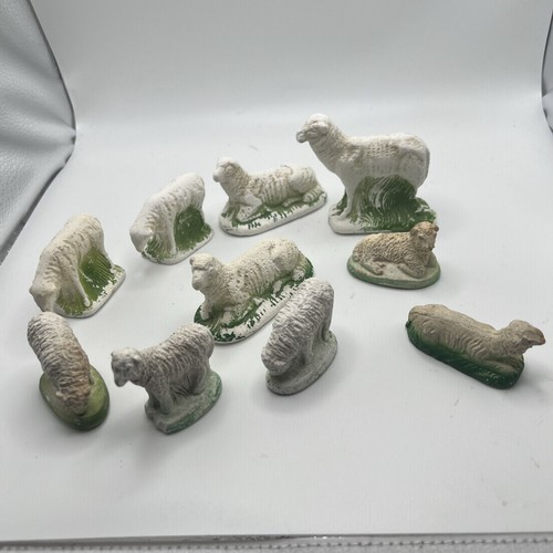Vintage Plaster Nativity Sheep Small Size Animal Figurines