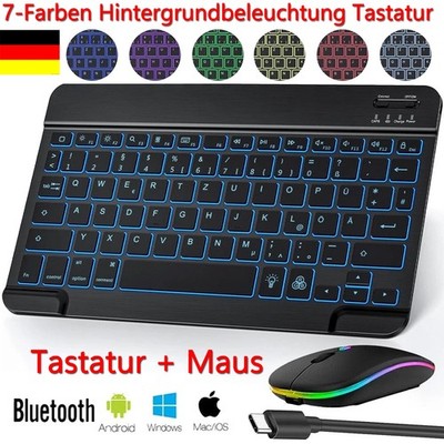 QWERTZ Beleuchtet Tastatur Maus mit Touchpad für Android IOS Windows Tablet iPad