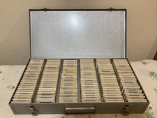 VTG Metal 35mm Slide Storage Box with Railway/Scenery Slides Holds 150 slides