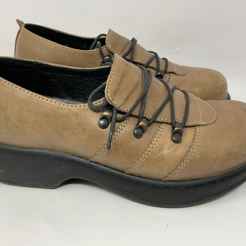 Dansko Janika Womens Sz 39 US 9 Brown Lace Up Slip On Oxford Shoes Clogs Leather - Picture 2 of 11