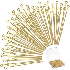 Sureio 500 Pcs Eye Pins for Jewelry Making 2 Inch/ 50 mm, Gold