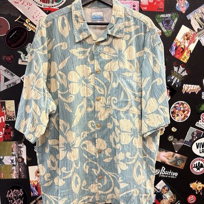 Vintage Rare Quicksilver Hawaiian All Over Print Wood Buttons Button Up Rare USA