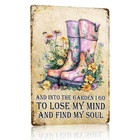 Garden Metal Tin Sign 8x12 Inch, Vintage Floral Rain Boots Wall Decor with In...