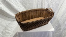 Basket Long Narrow Wood Woven Basket With Handles Storage
